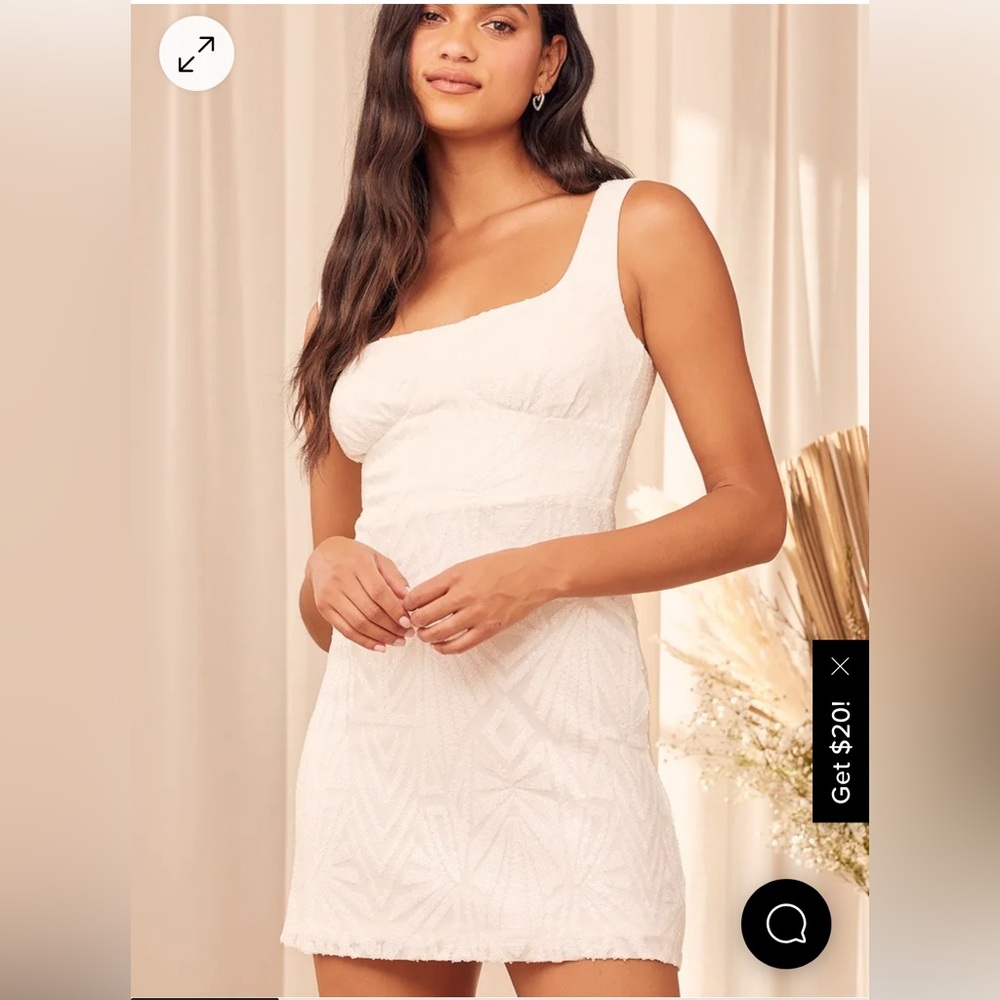 Sequin square neck mini dress